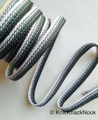 Black, White And Grey Thread Lace Trim, Basket Weave